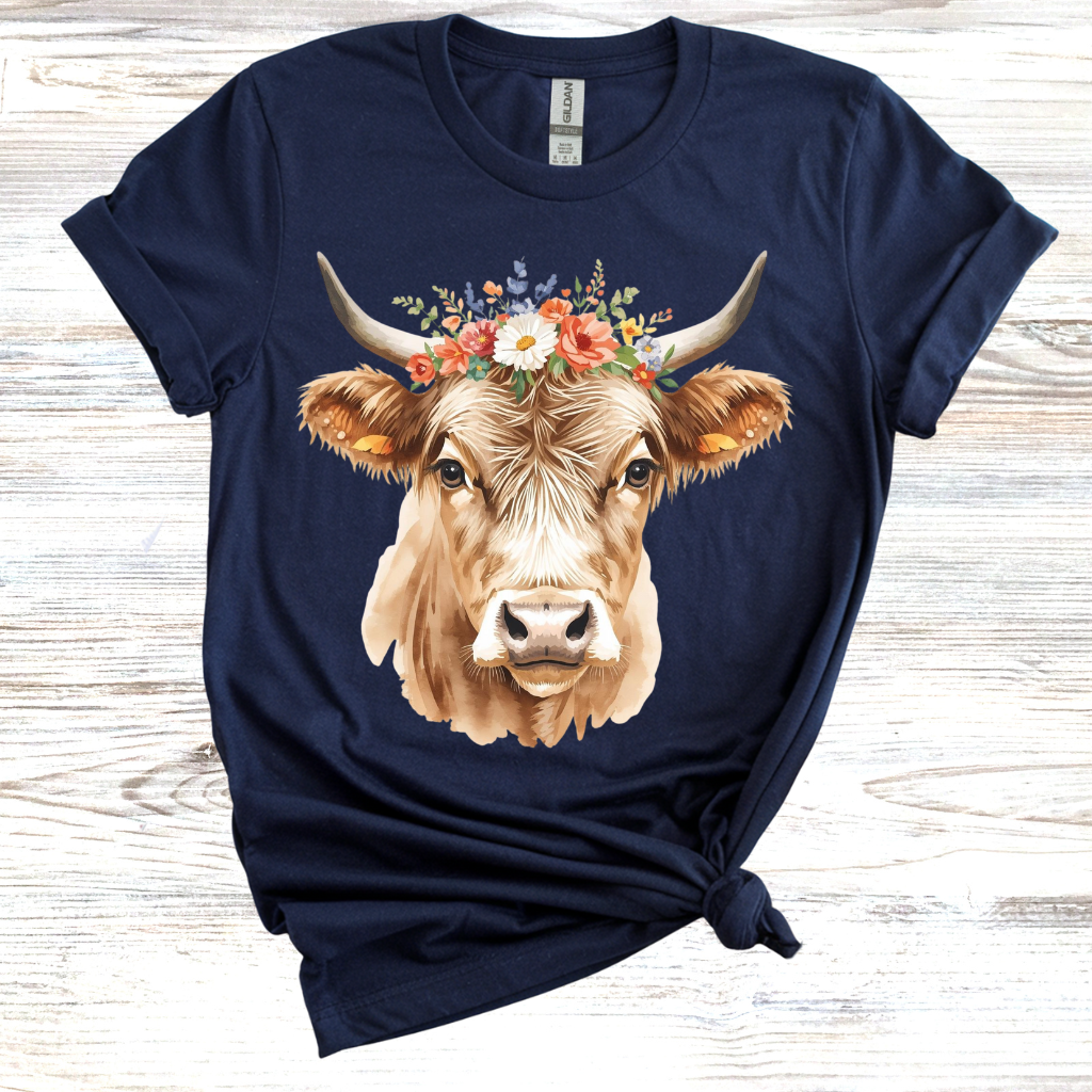Highland Cow with Wreath T-Shirt