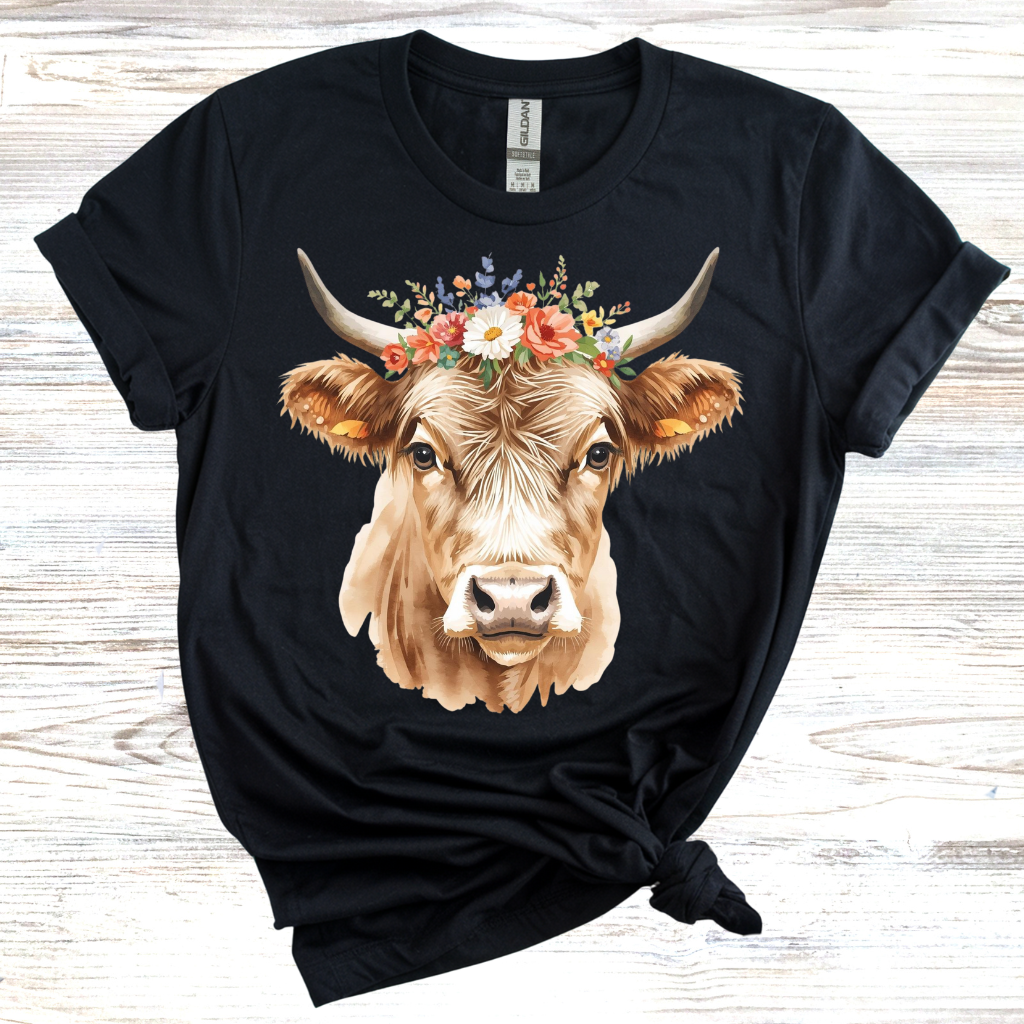 Highland Cow with Wreath T-Shirt