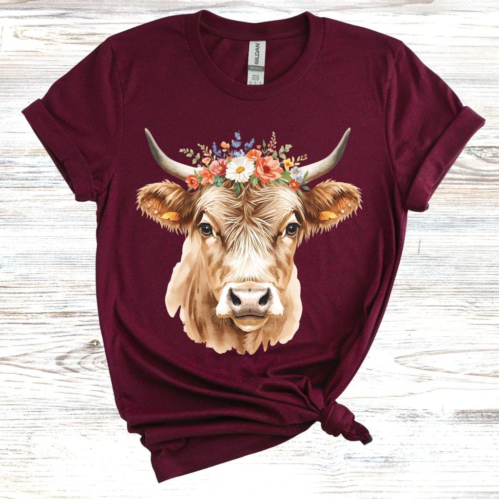 Highland Cow with Wreath T-Shirt