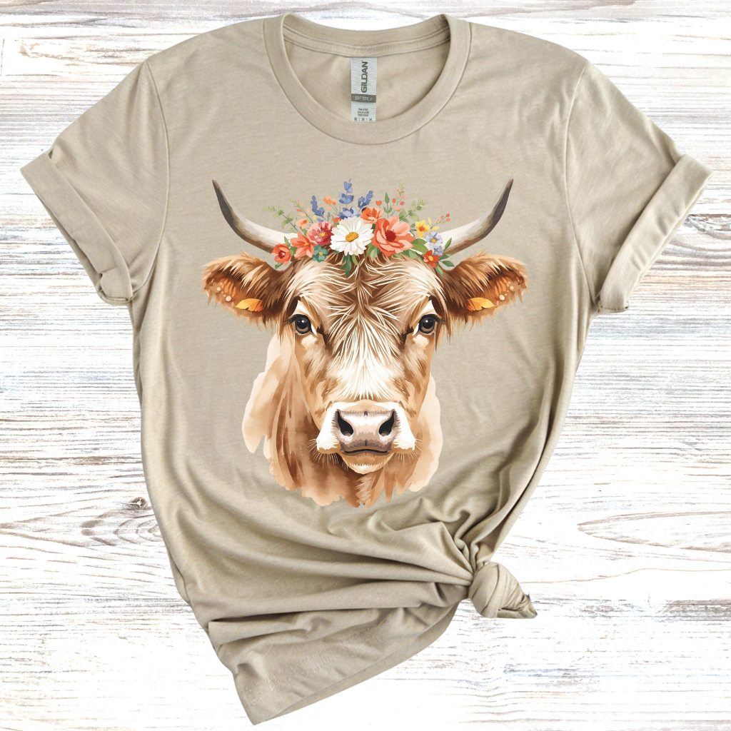 Highland Cow with Wreath T-Shirt