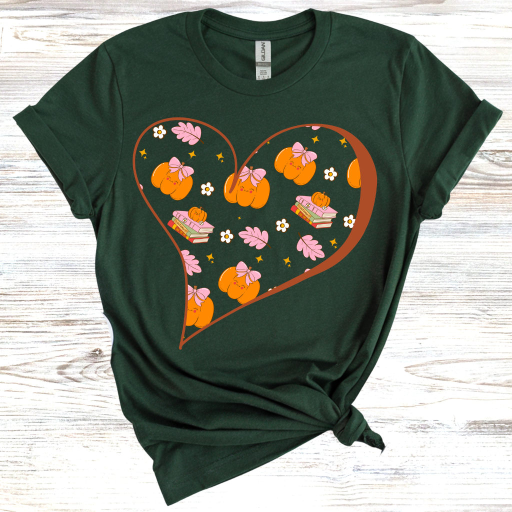 Fall Hearts and Books T-Shirt