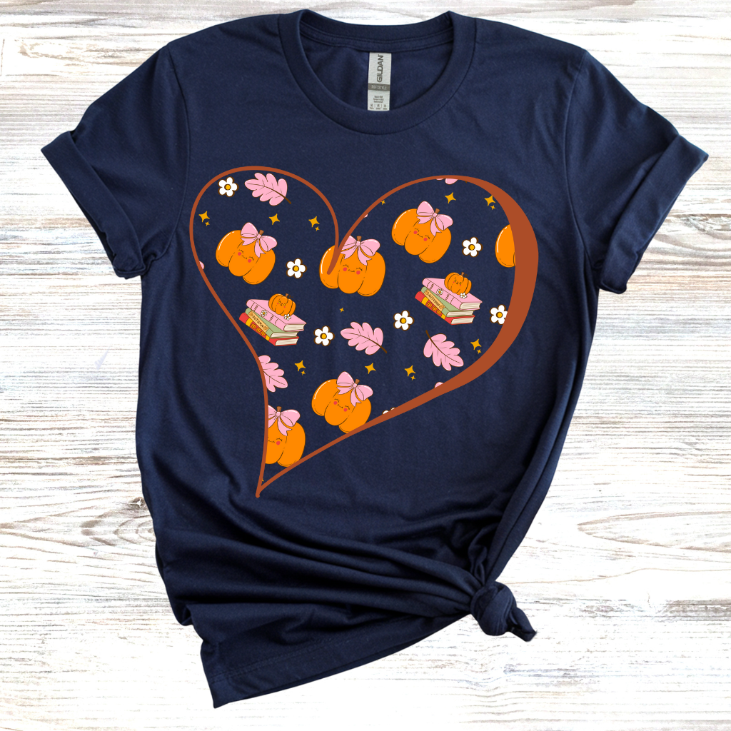 Fall Hearts and Books T-Shirt