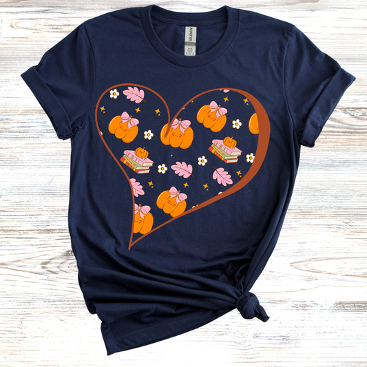 Fall Hearts and Books T-Shirt