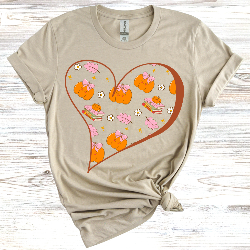 Fall Hearts and Books T-Shirt