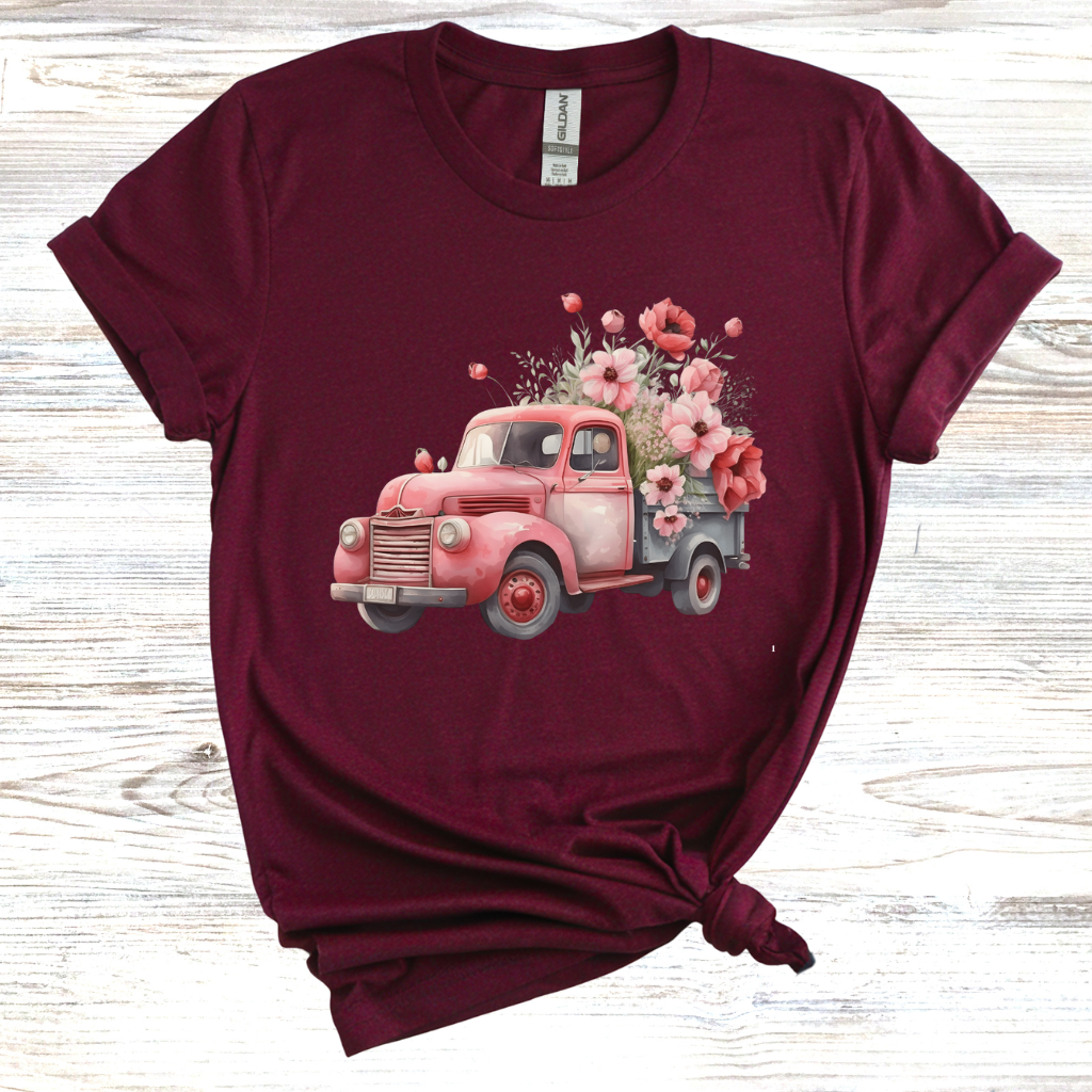 Vintage Floral Truck T-Shirt