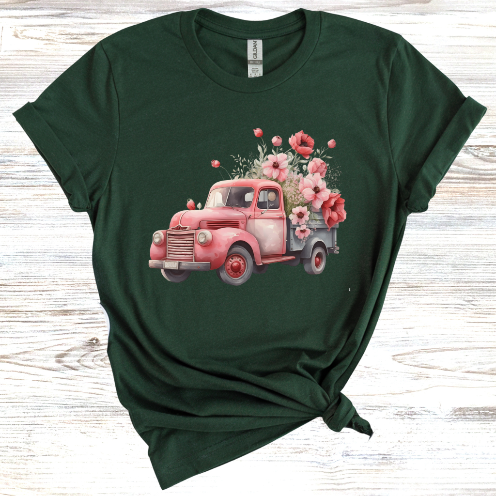 Vintage Floral Truck T-Shirt