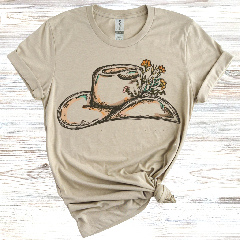 Floral Cowboy Hat T-Shirt