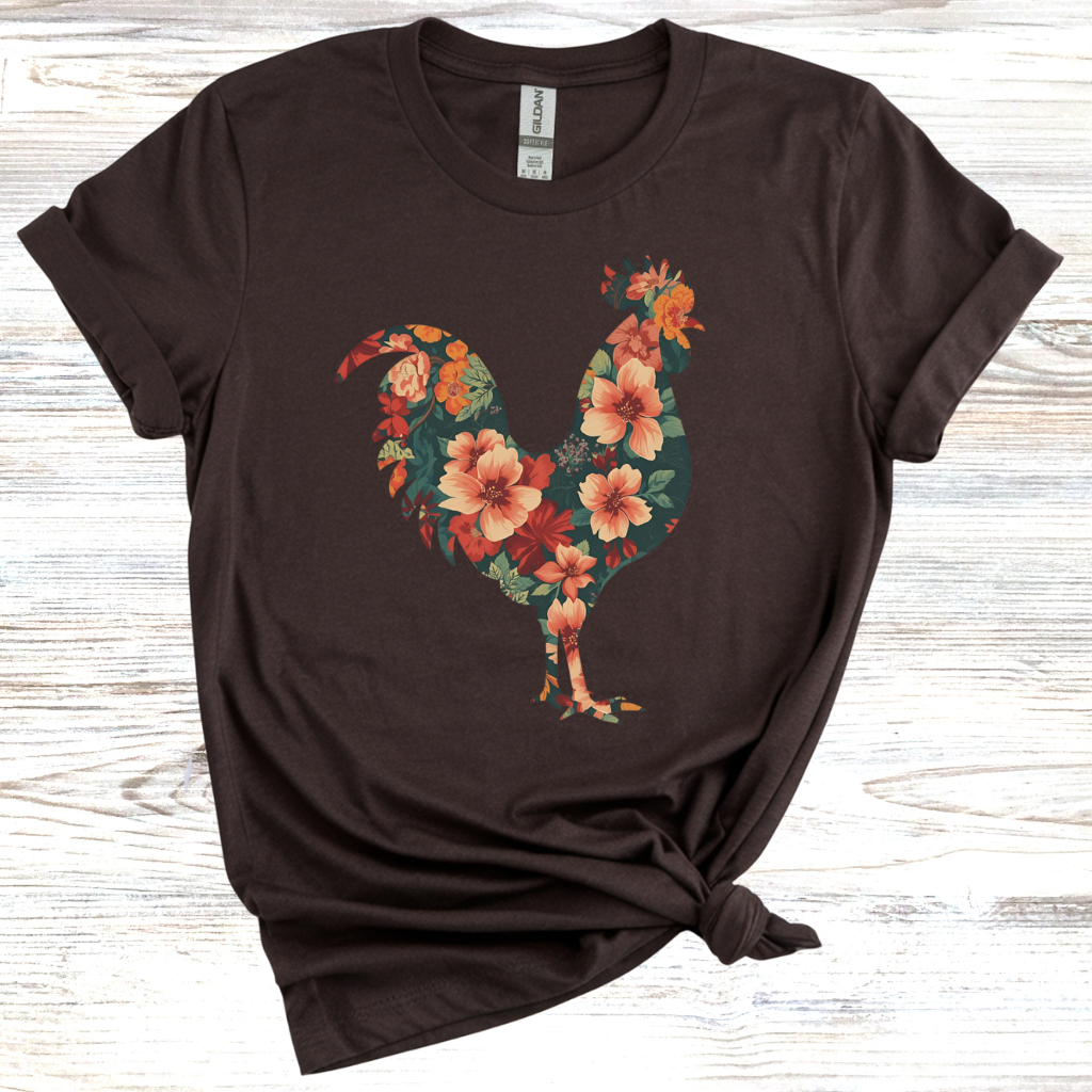 Floral Rooster T-Shirt