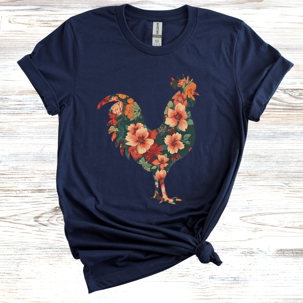Floral Rooster T-Shirt