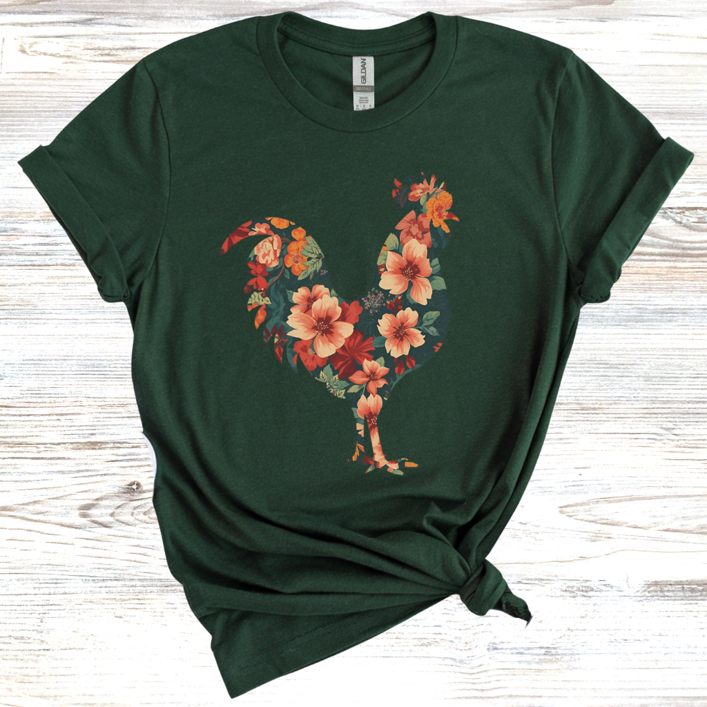 Floral Rooster T-Shirt