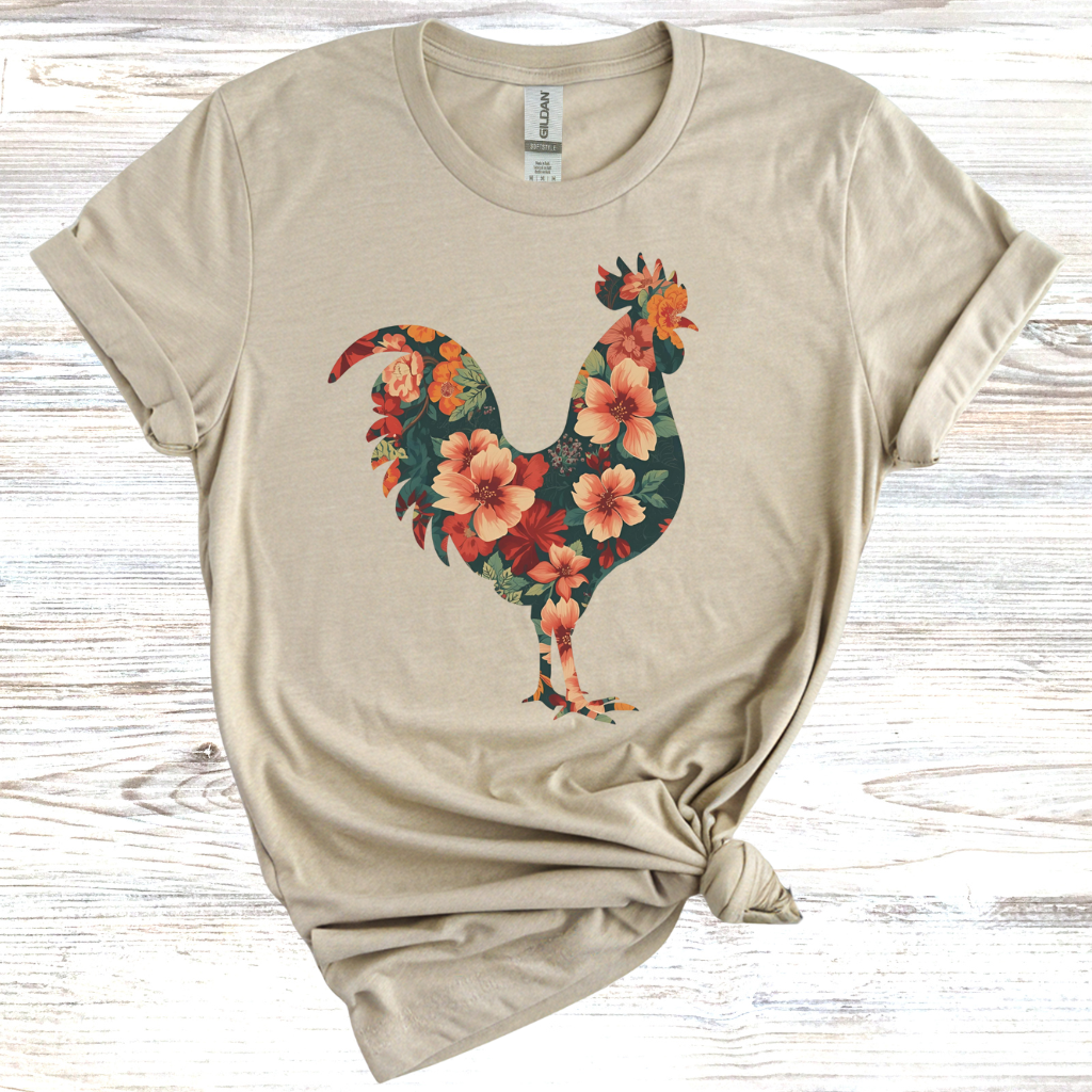 Floral Rooster T-Shirt