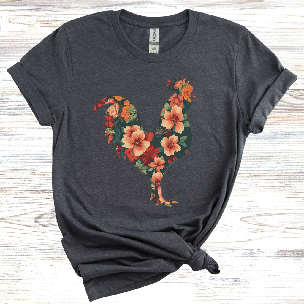 Floral Rooster T-Shirt