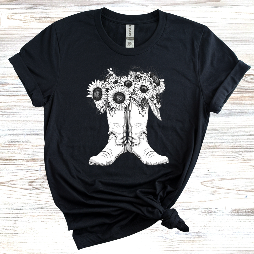 Floral Cowboy Boots T-Shirt