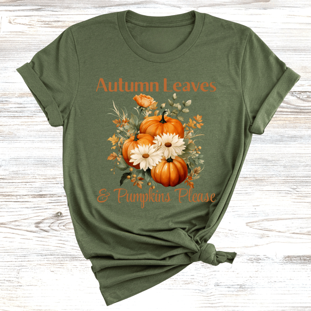 Autumn Leaves & Pumpkins Please T-Shirt