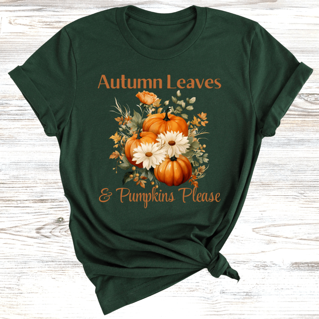 Autumn Leaves & Pumpkins Please T-Shirt
