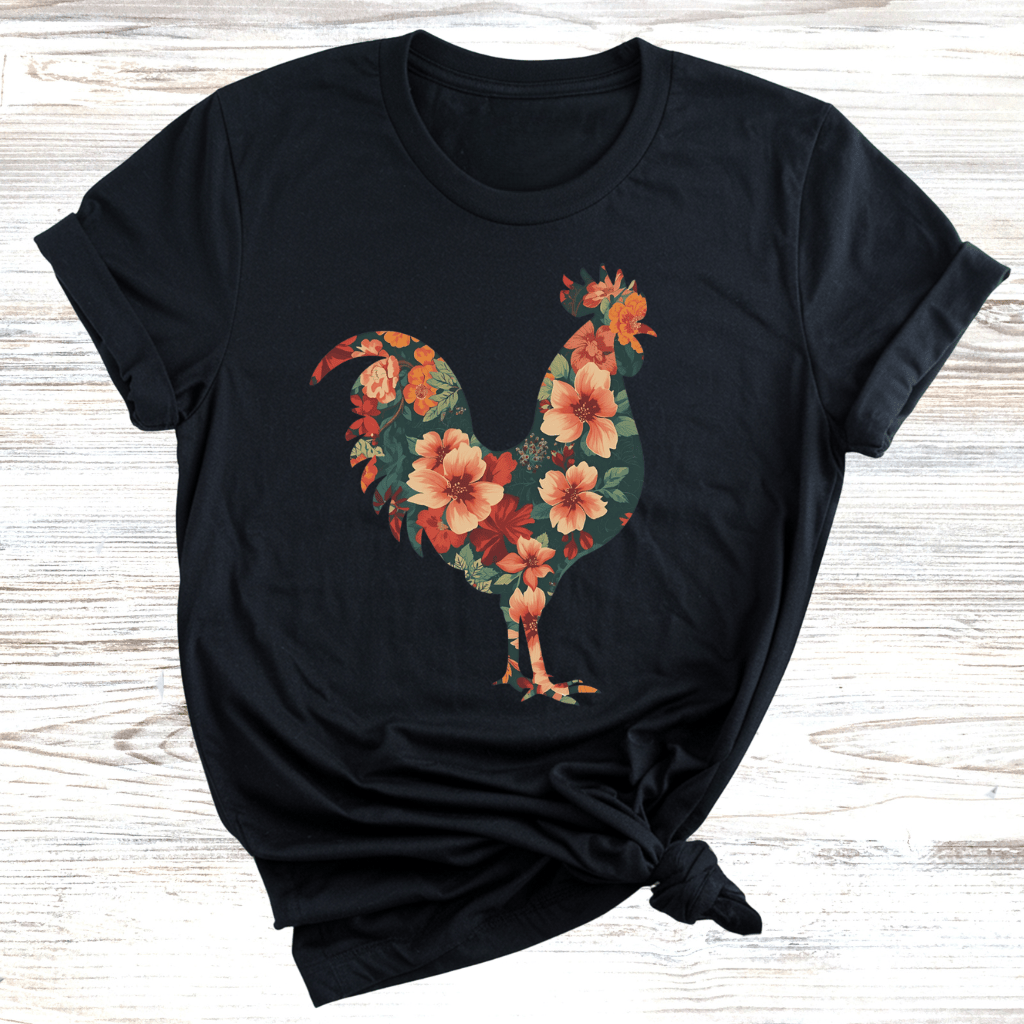 Floral Rooster T-Shirt