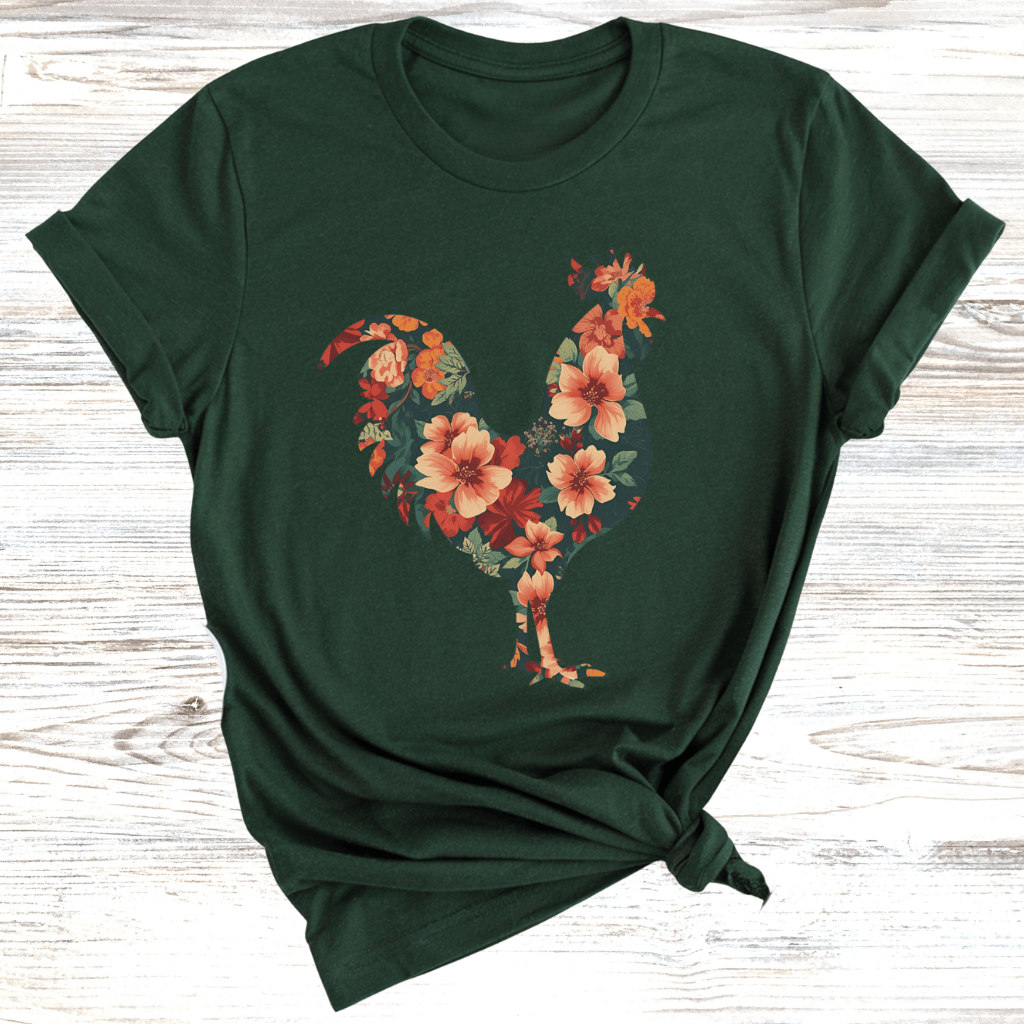 Floral Rooster T-Shirt