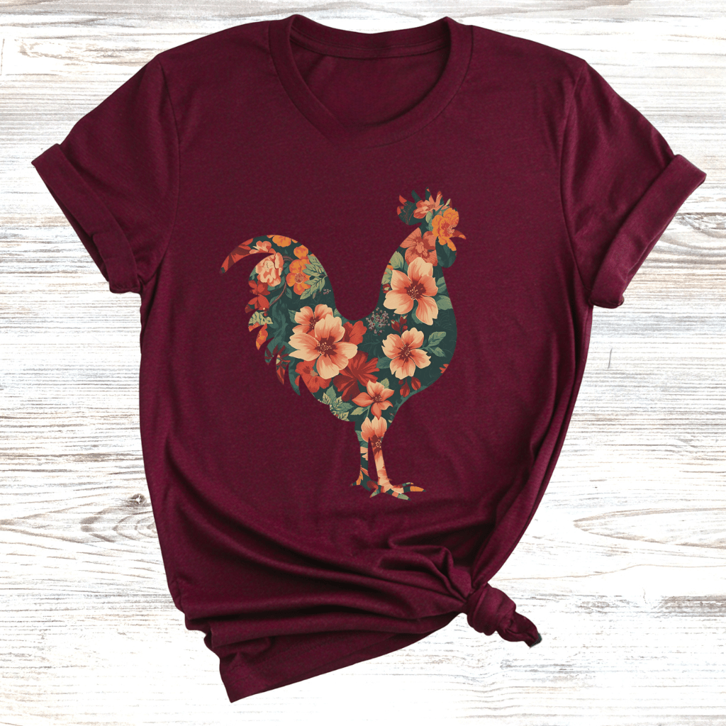 Floral Rooster T-Shirt