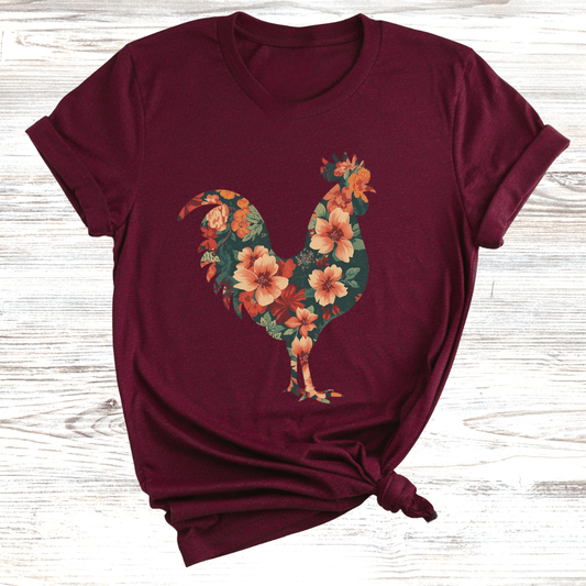 Floral Rooster T-Shirt