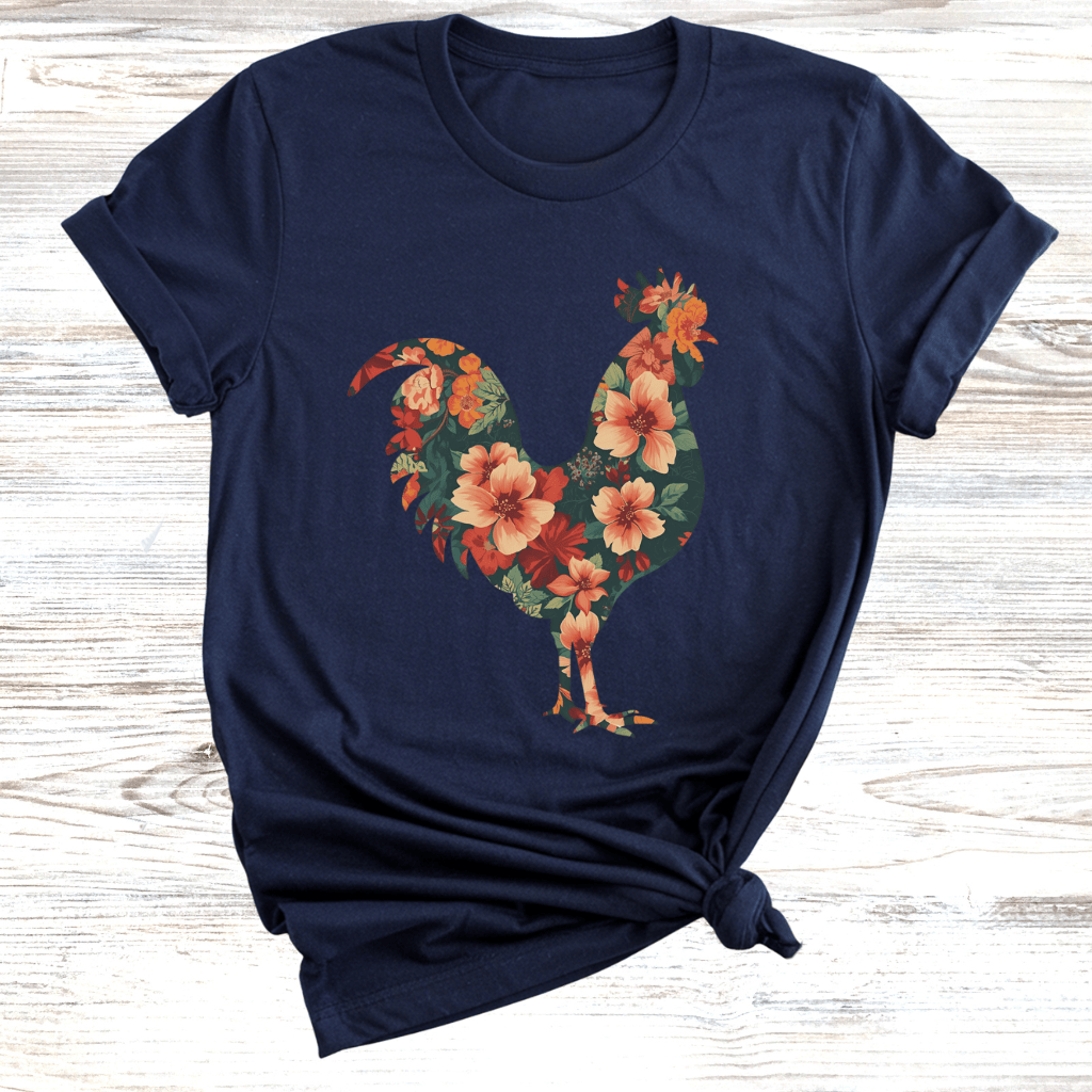 Floral Rooster T-Shirt