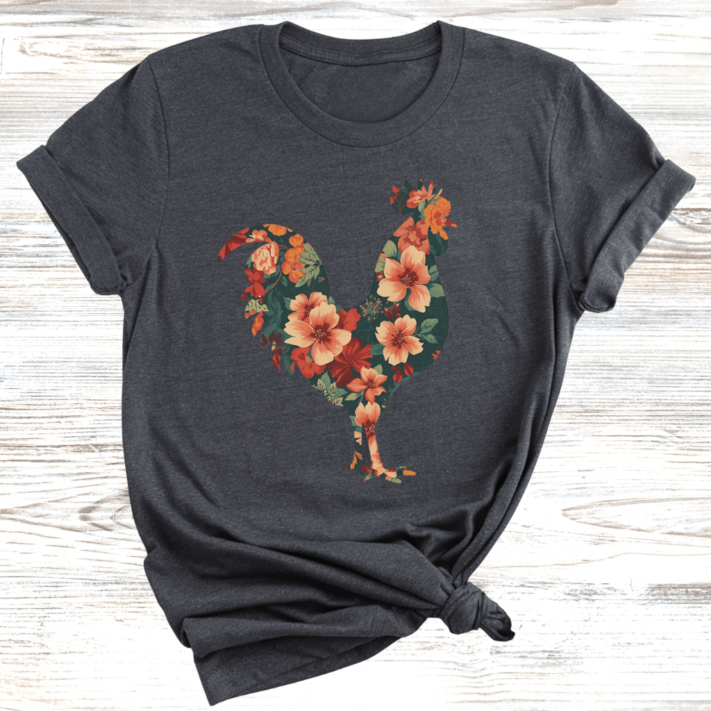 Floral Rooster T-Shirt