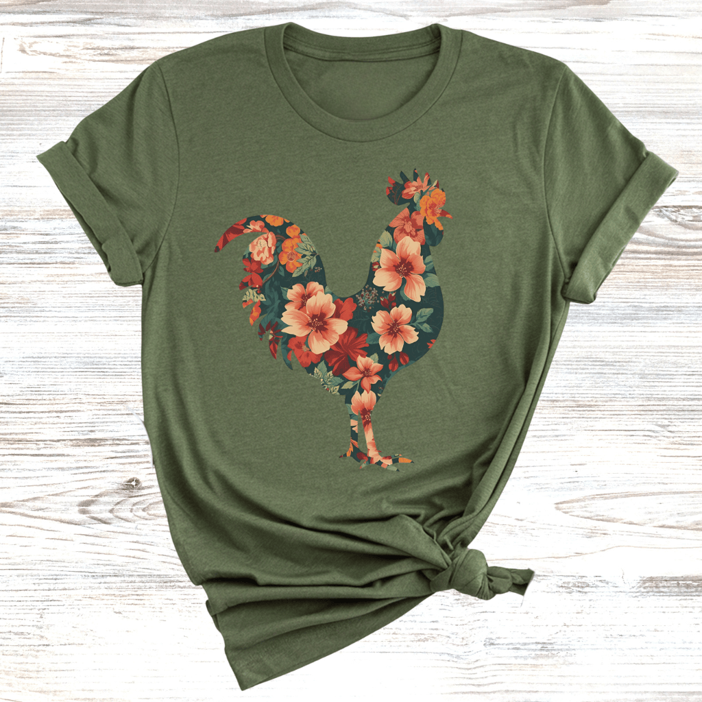 Floral Rooster T-Shirt