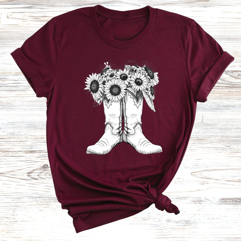 Floral Cowboy Boots T-Shirt