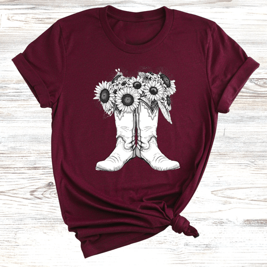 Floral Cowboy Boots T-Shirt