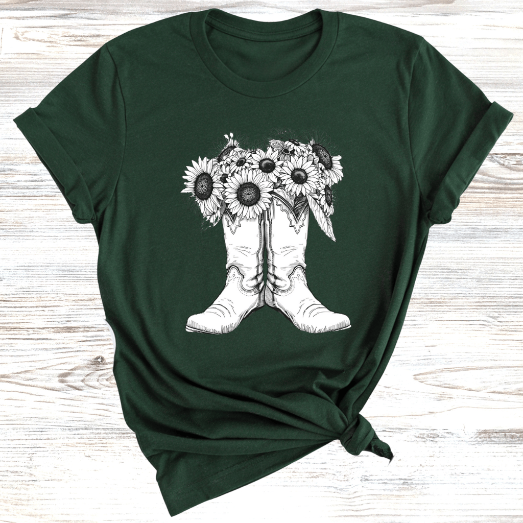Floral Cowboy Boots T-Shirt