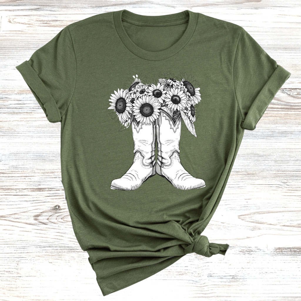 Floral Cowboy Boots T-Shirt