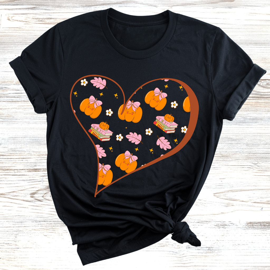 Fall Hearts and Books T-Shirt