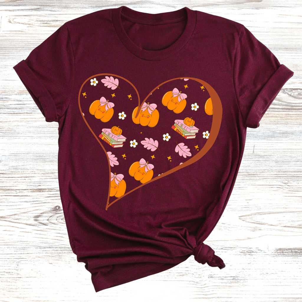 Fall Hearts and Books T-Shirt