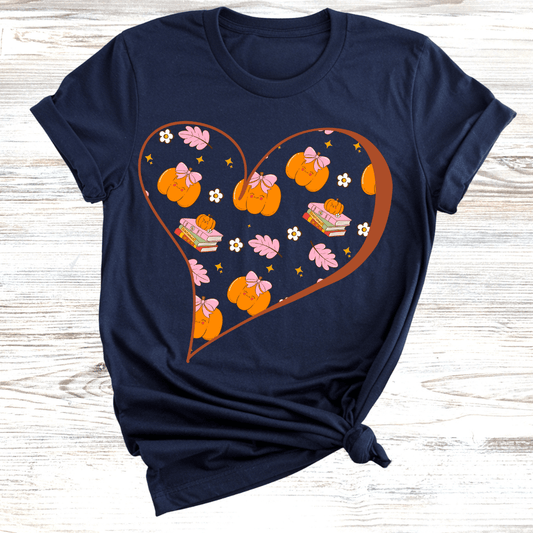 Fall Hearts and Books T-Shirt