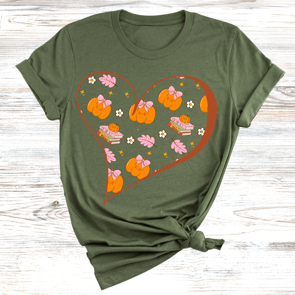 Fall Hearts and Books T-Shirt
