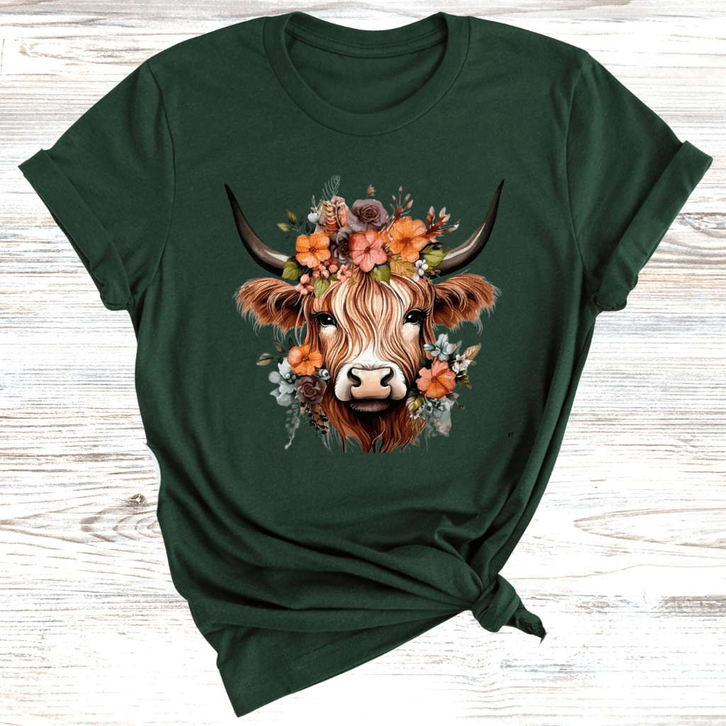 Floral Highland Cow T-Shirt