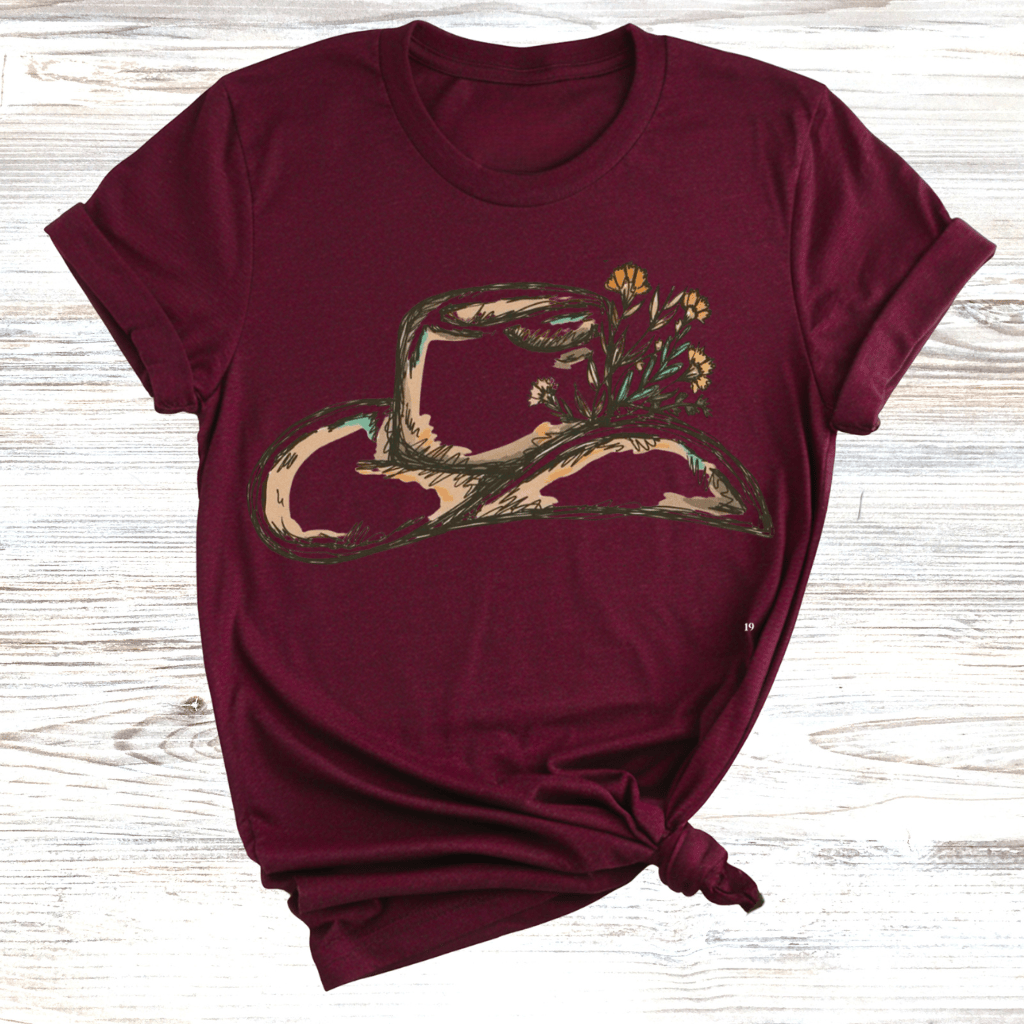 Floral Cowgirl Hat T-Shirt