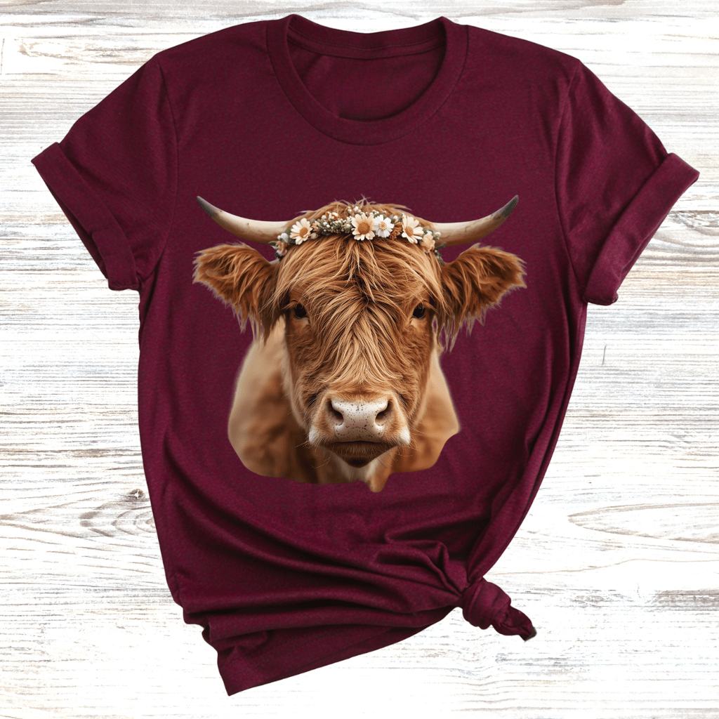 Highland Cow with Wreath T-Shirt