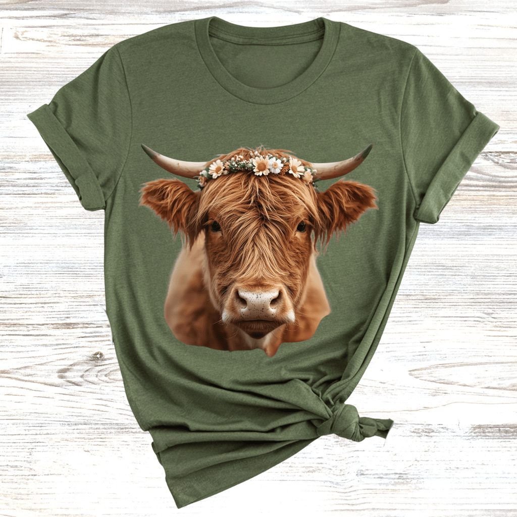 Highland Cow with Wreath T-Shirt