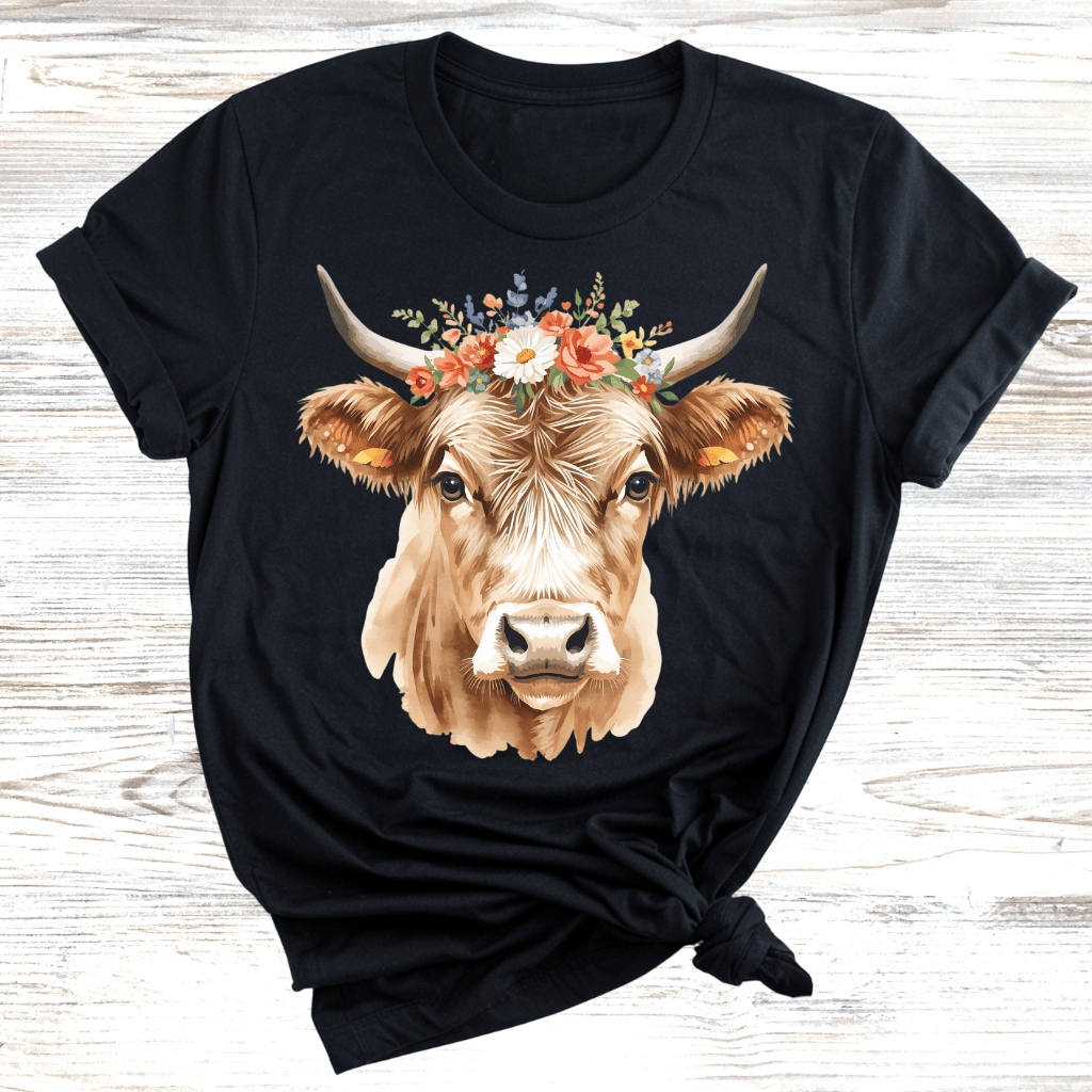 Highland Cow with Wreath T-Shirt