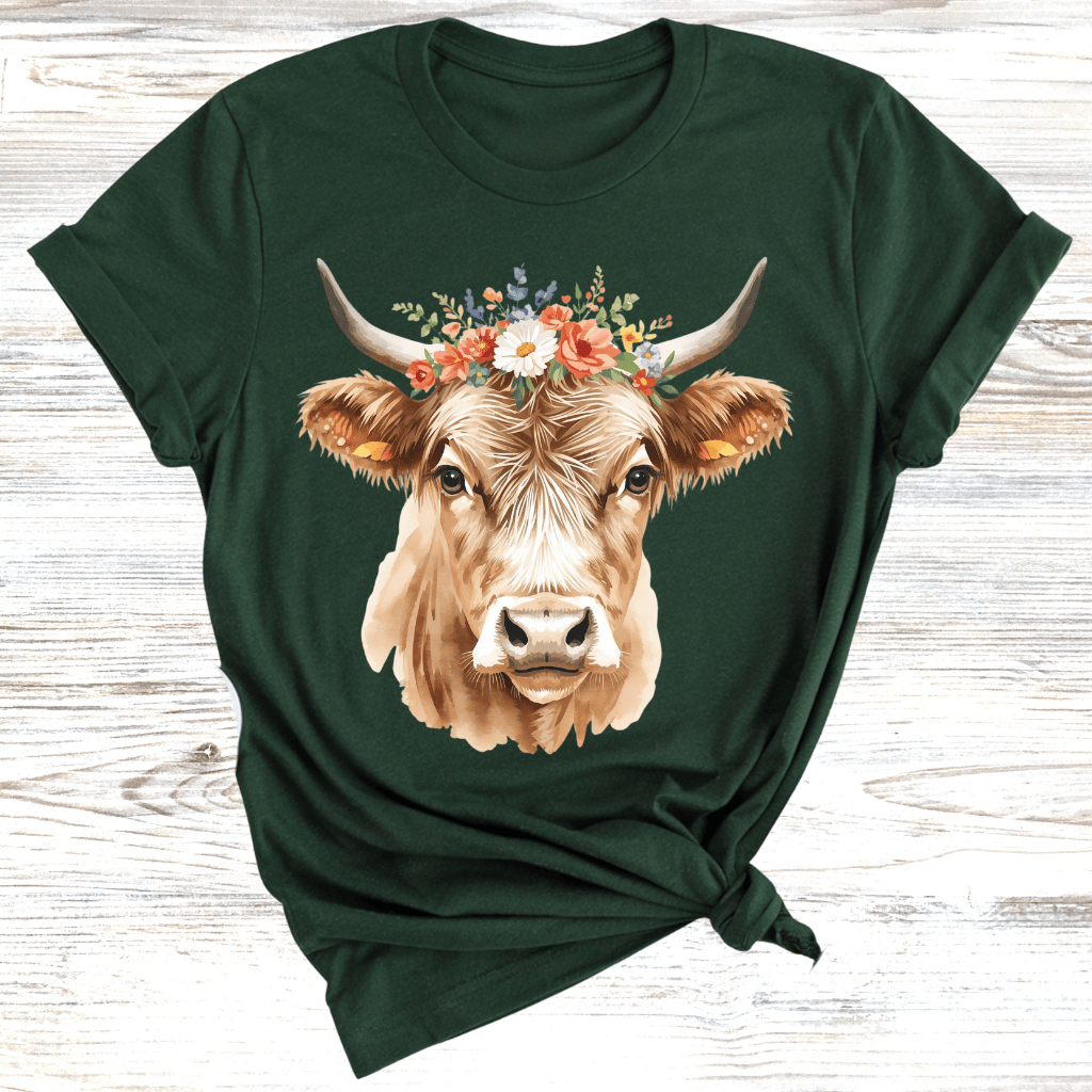 Highland Cow with Wreath T-Shirt