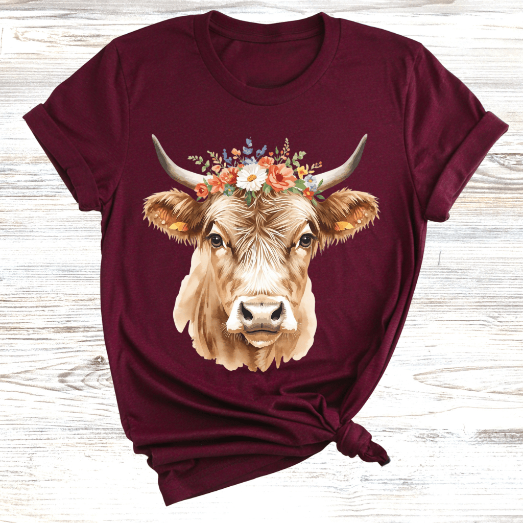 Highland Cow with Wreath T-Shirt