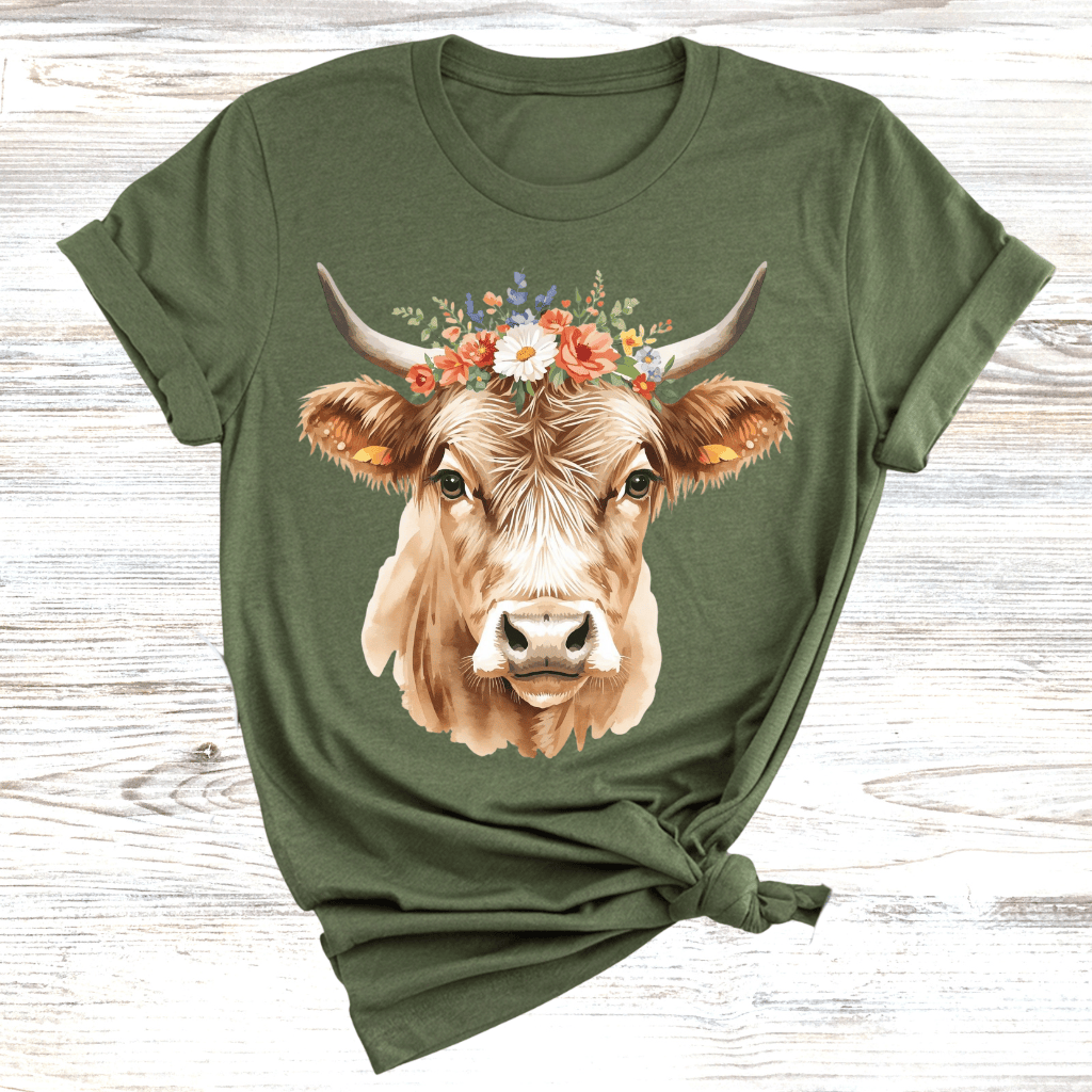 Highland Cow with Wreath T-Shirt