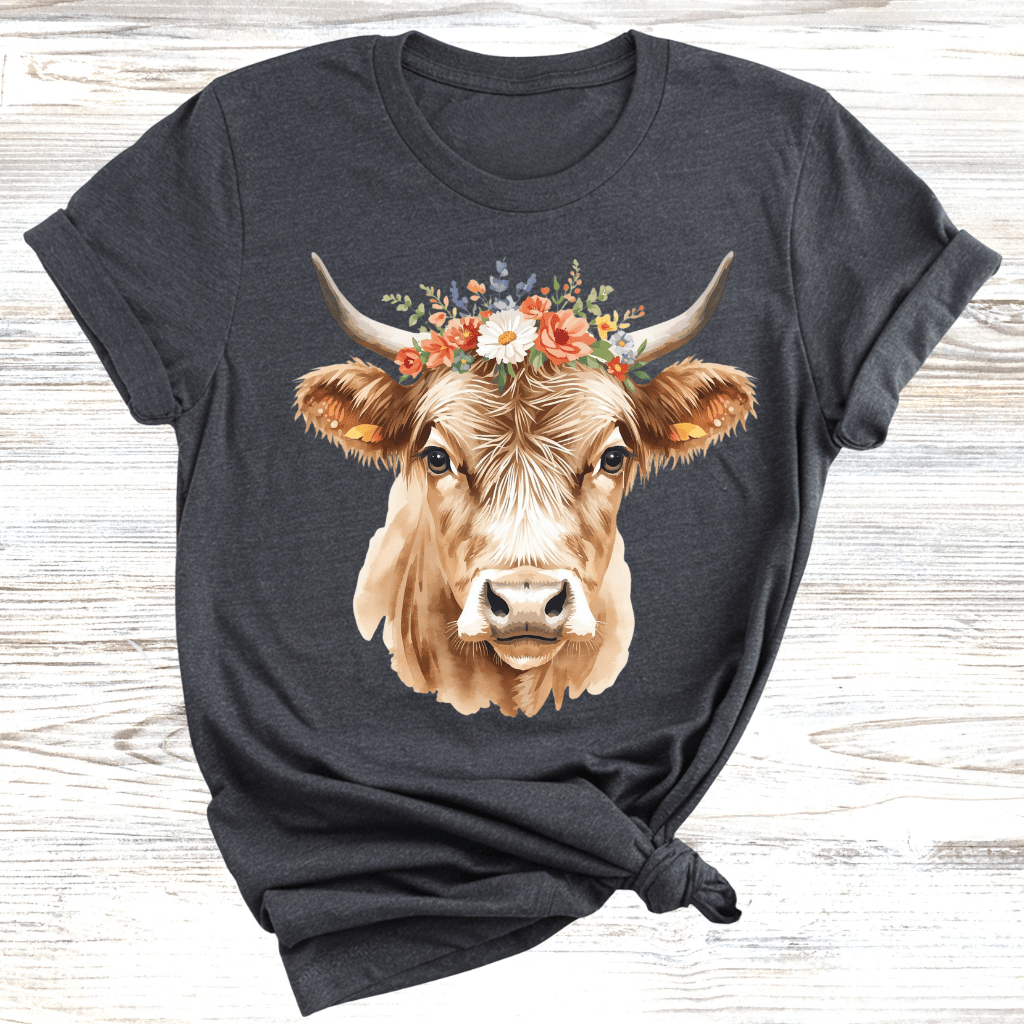 Highland Cow with Wreath T-Shirt