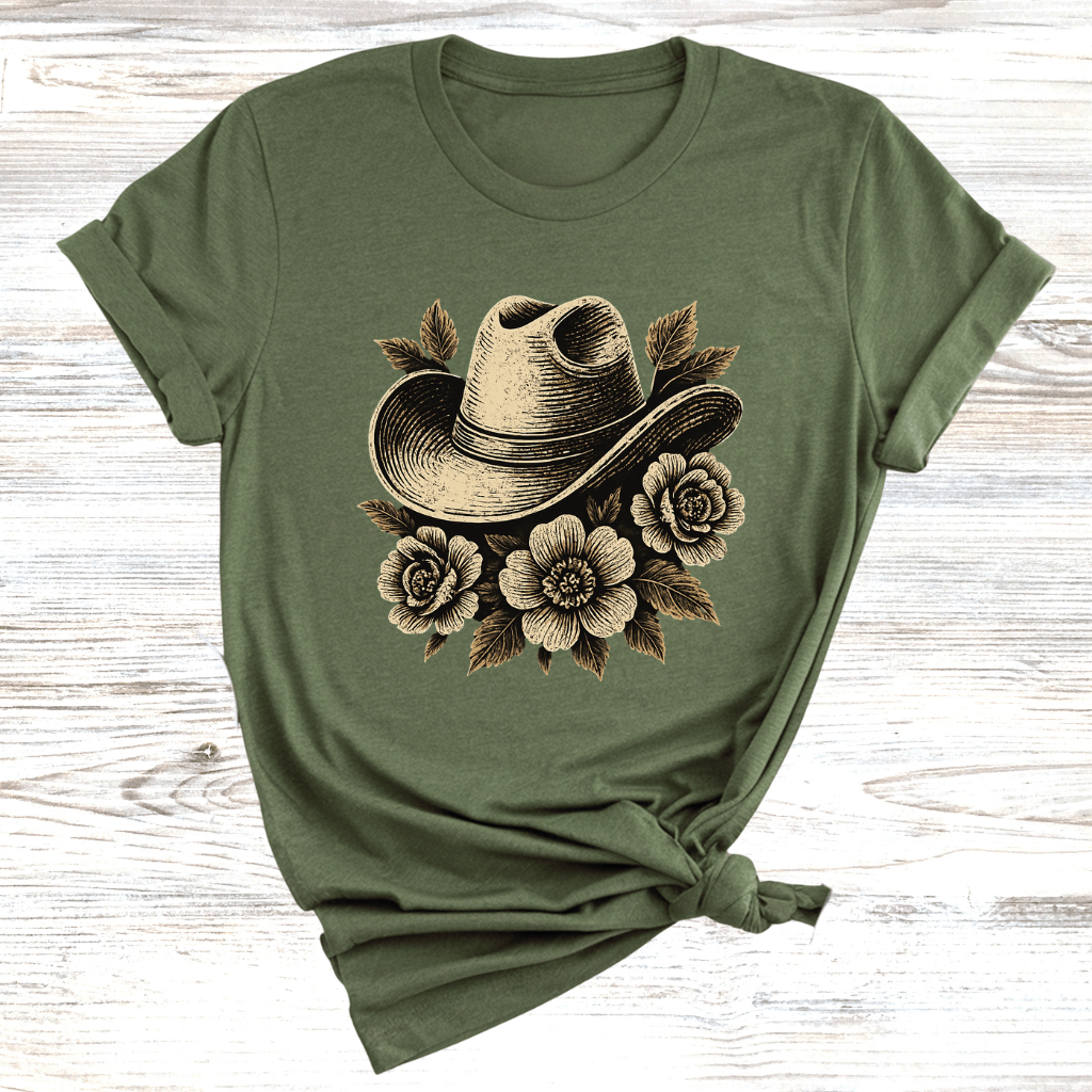 Cowgirl Hat Floral T-Shirt