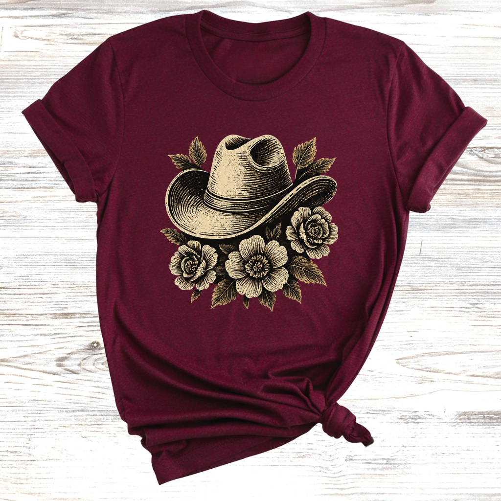 Cowgirl Hat Floral T-Shirt