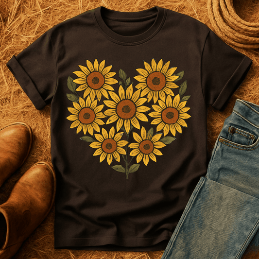 Sunflower Floral Heart T-Shirt