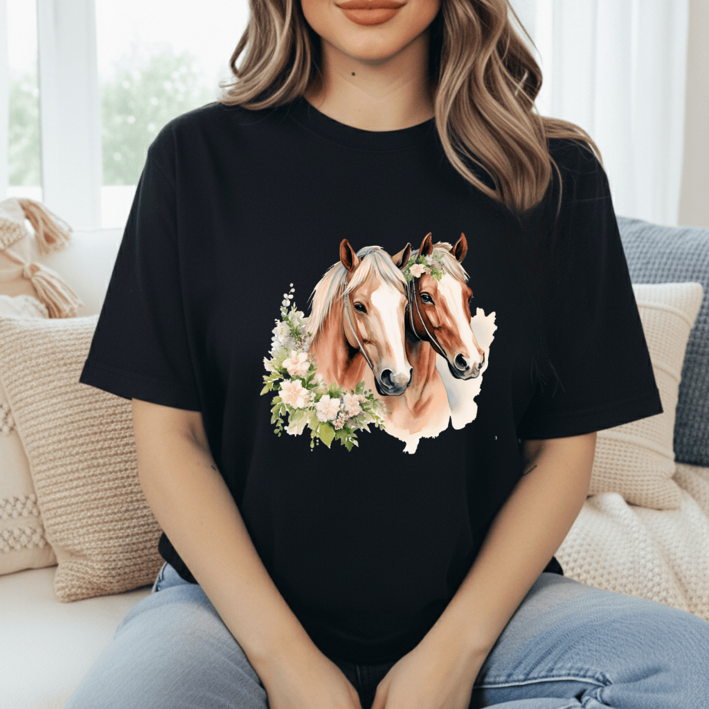 Floral Horse Models T-Shirt