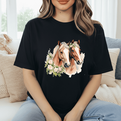 Floral Horse Models T-Shirt