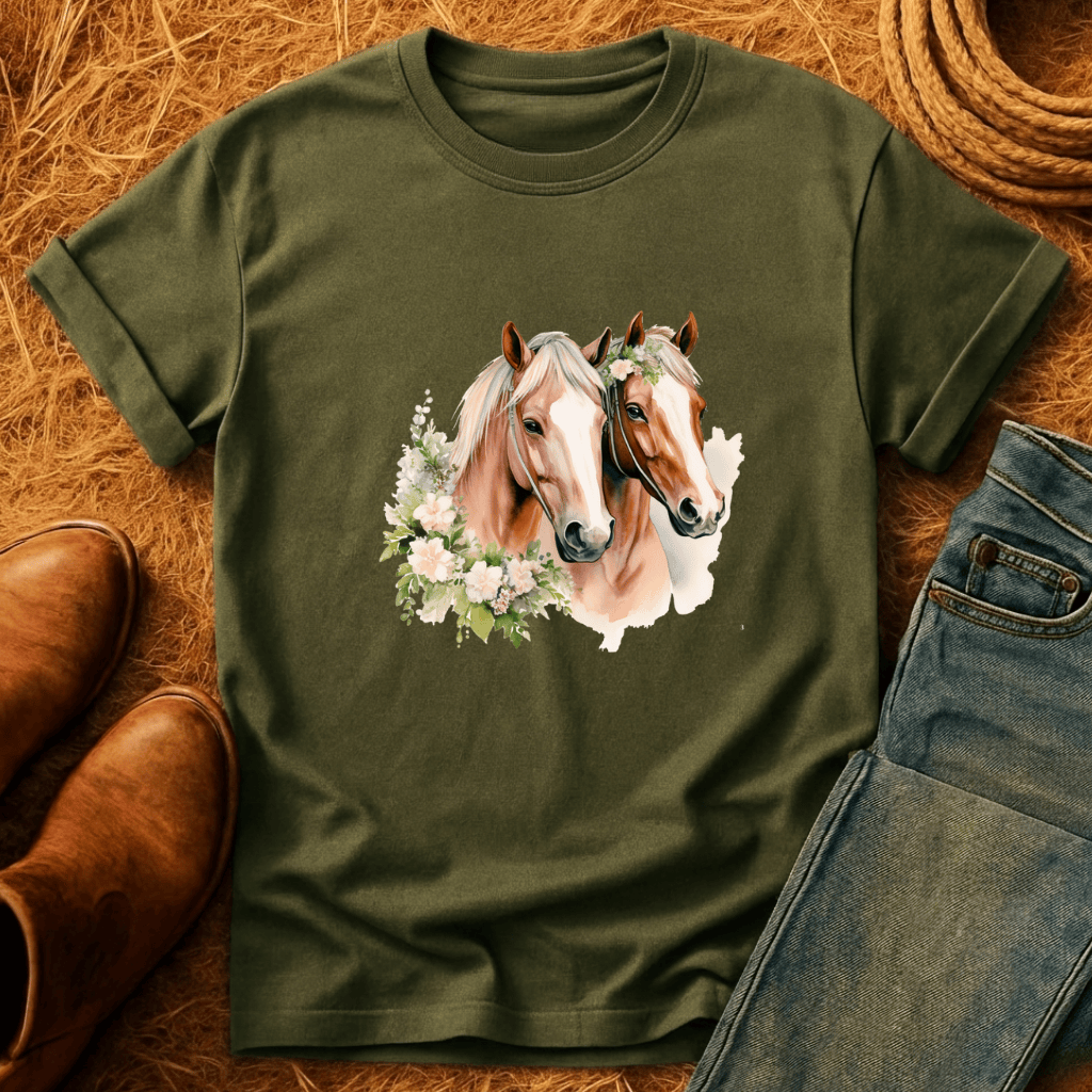 Floral Horse Models T-Shirt