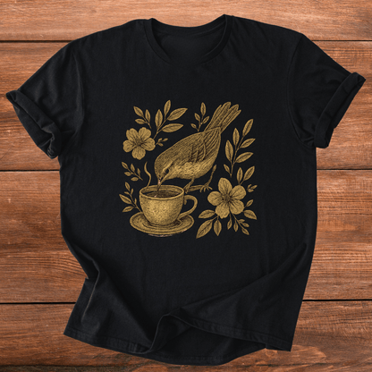 Floral Teacup Chickadee T-Shirt